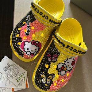 CROCS Kids Slippers - Yellow and Pink with Hello Kitty